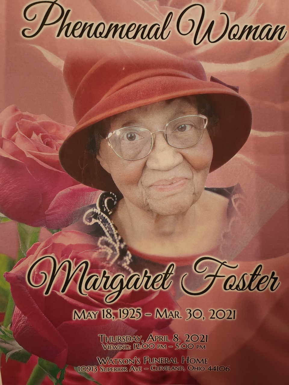 Funeral poster of Margaret Foster